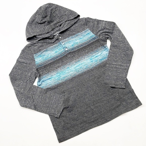 Urban Pipeline charcoal/blue striped boys hoodie - Picture 1 of 4